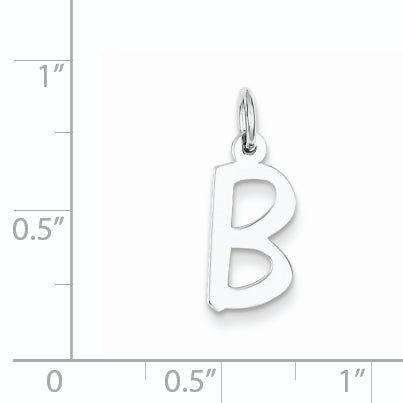 Sterling Silver Medium Slanted Block Initial B Charm