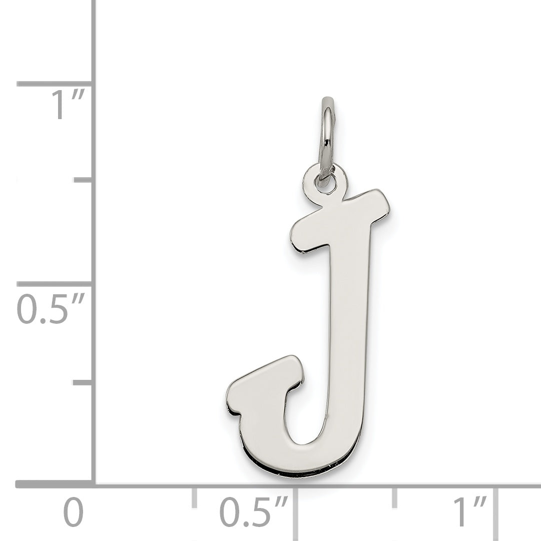 Sterling Silver Rhodium-Plated Script Letter J Initial Charm