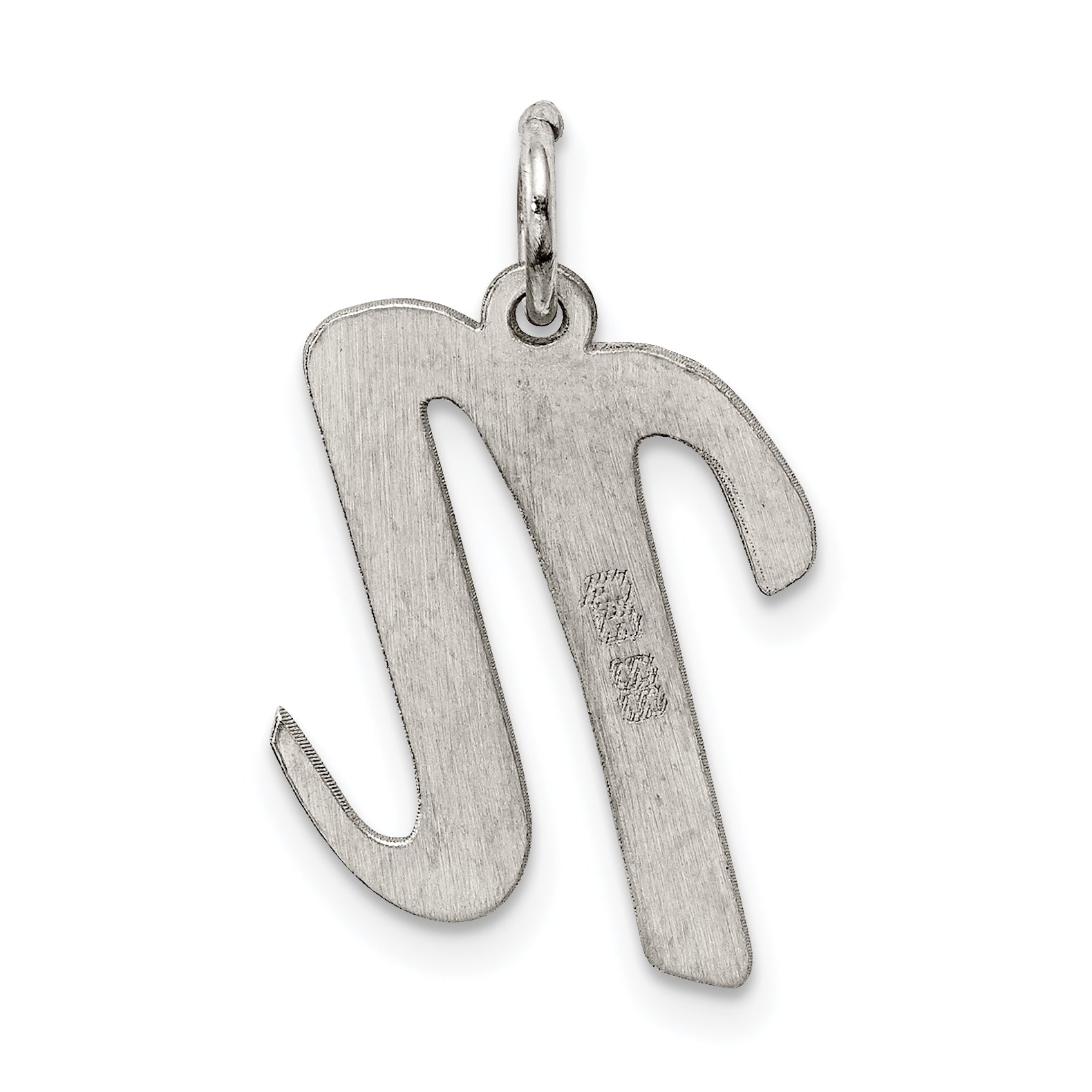 Sterling Silver Rhodium-Plated Script Letter N Initial Charm