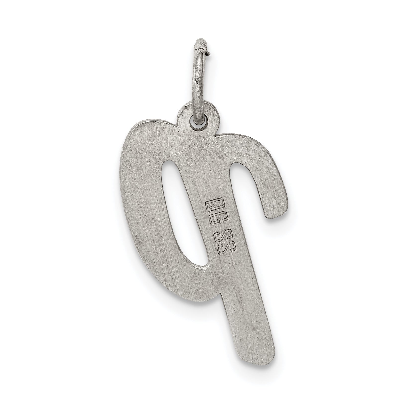 Sterling Silver Rhodium-Plated Script Letter P Initial Charm