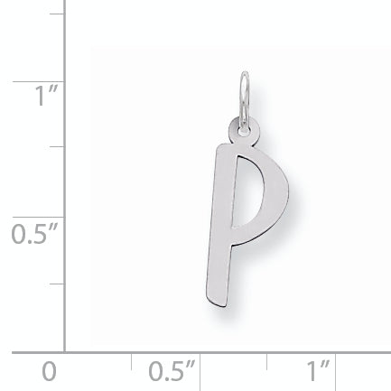 Sterling Silver Large Slanted Block Initial P Charm