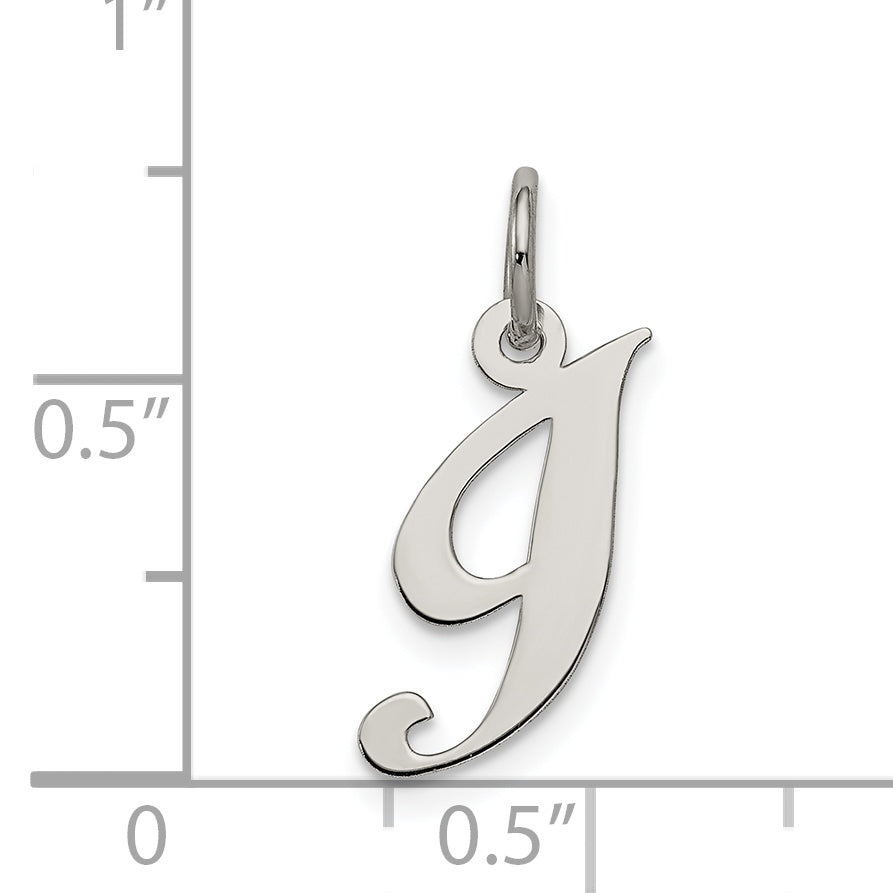 Sterling Silver Rhodium-Plated Fancy Script Letter I Initial Charm