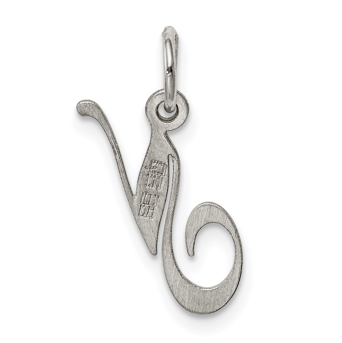 Sterling Silver Rhodium-Plated Fancy Script Letter N Initial Charm