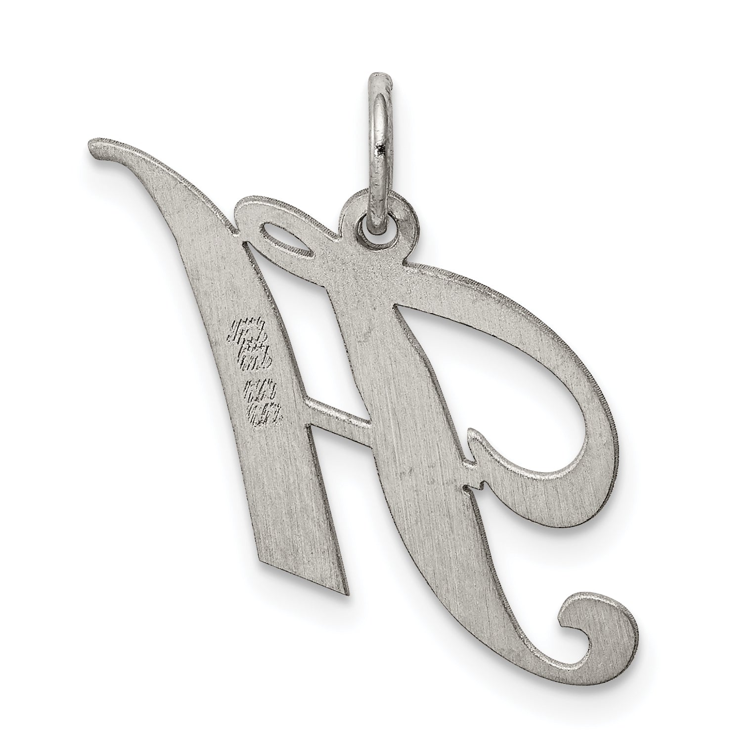 Sterling Silver Rhodium-Plated Fancy Script Letter H Initial Charm