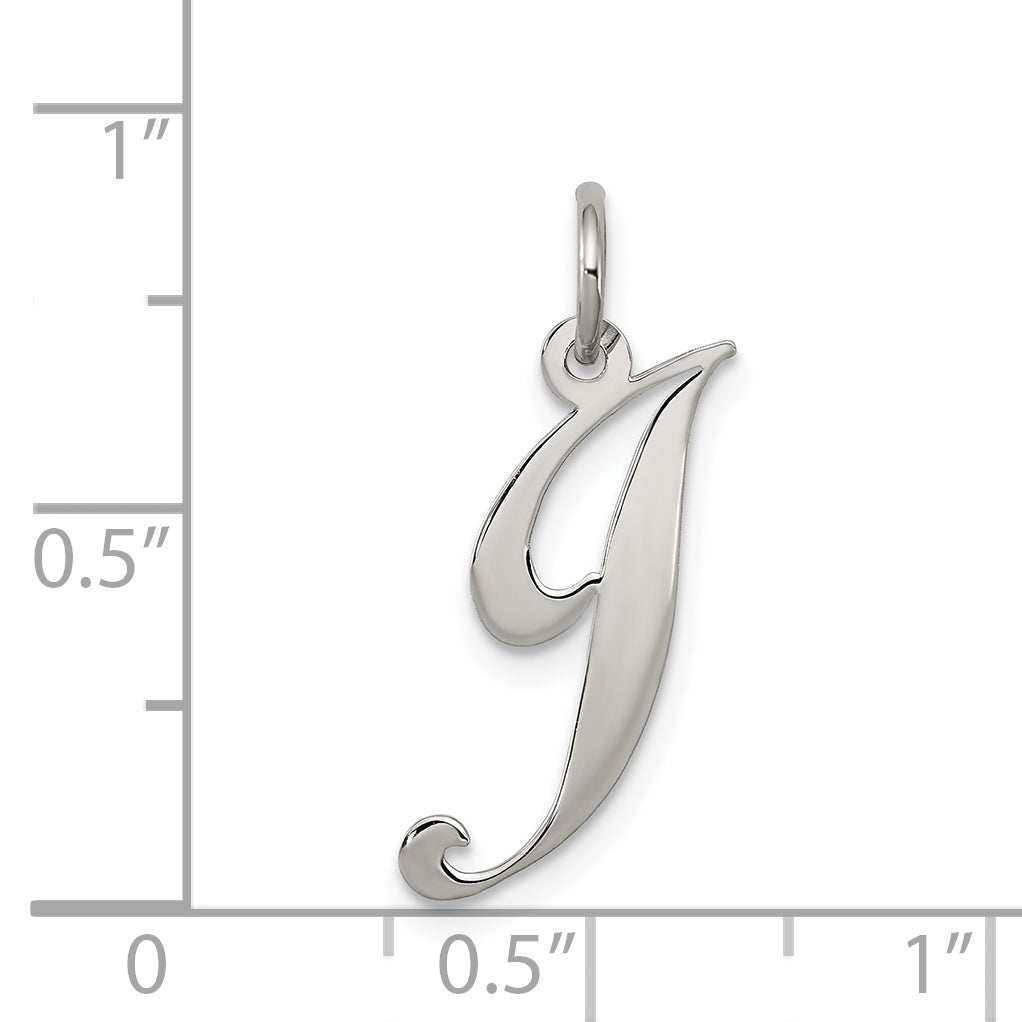 Sterling Silver Rhodium-Plated Fancy Script Letter J Initial Charm