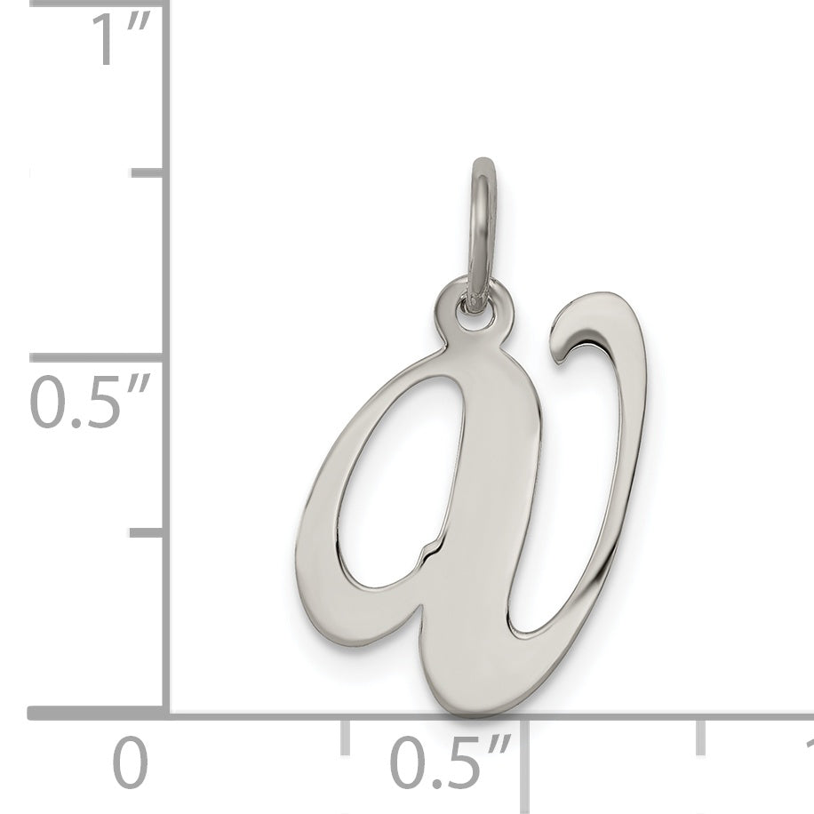 Sterling Silver Rhodium-Plated Fancy Script Letter V Initial Charm