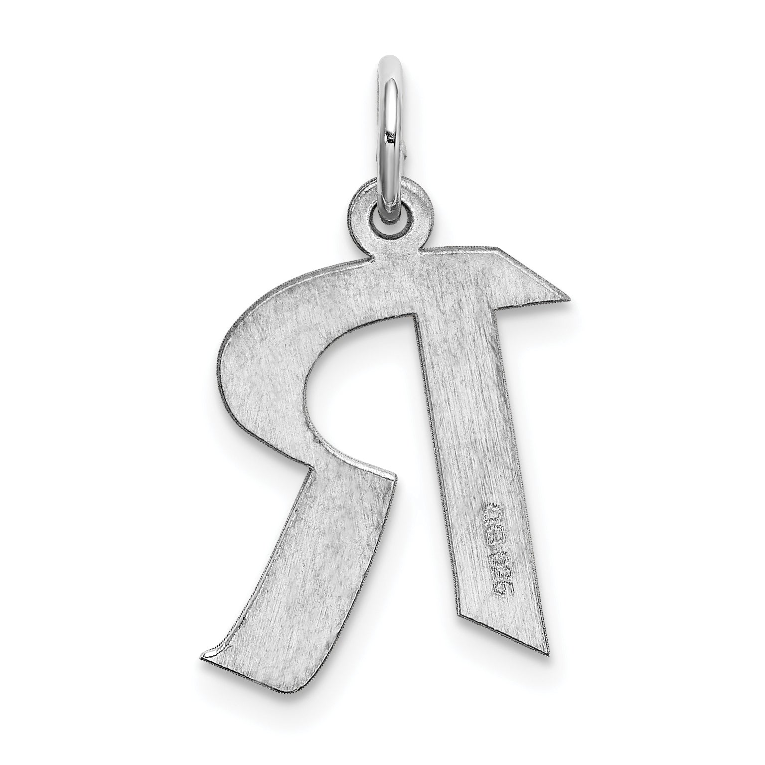 Sterling Silver Rhodium-Plated Artisan Block Letter R Initial Charm