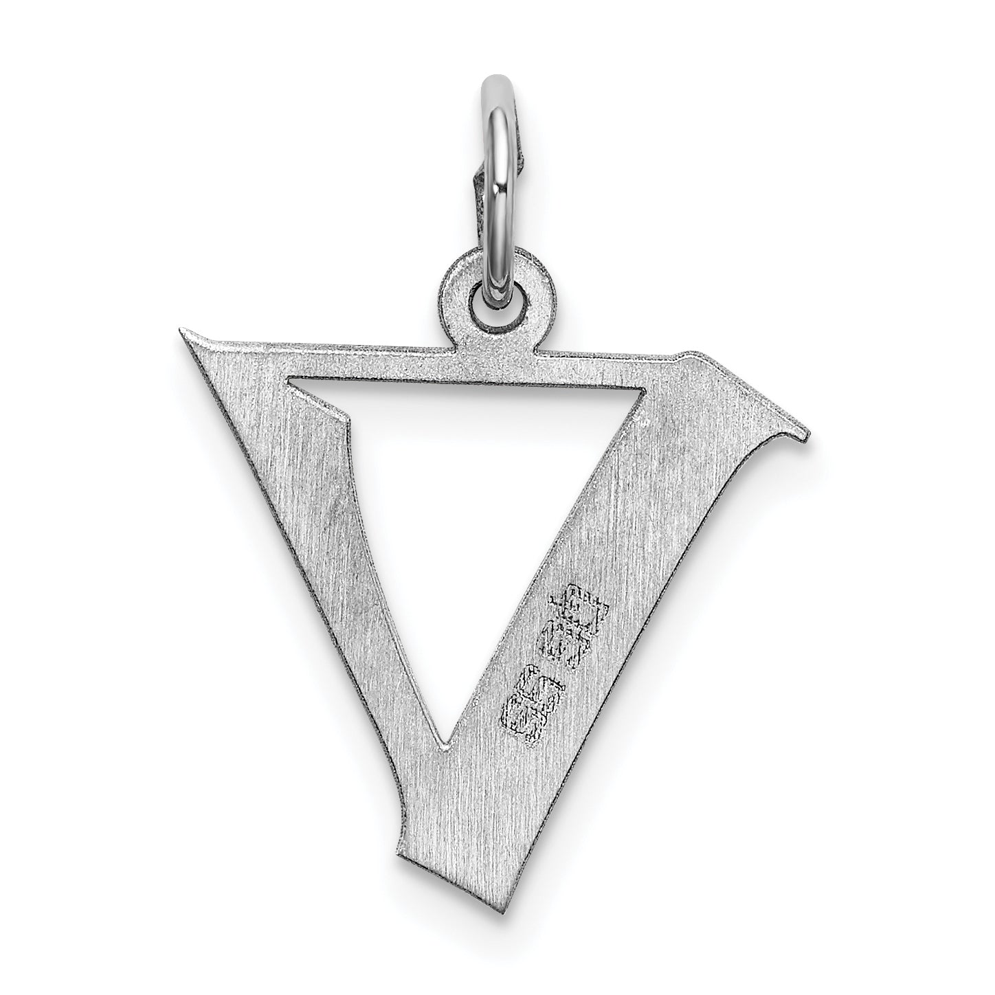 Sterling Silver Rhodium-Plated Artisan Block Letter V Initial Charm