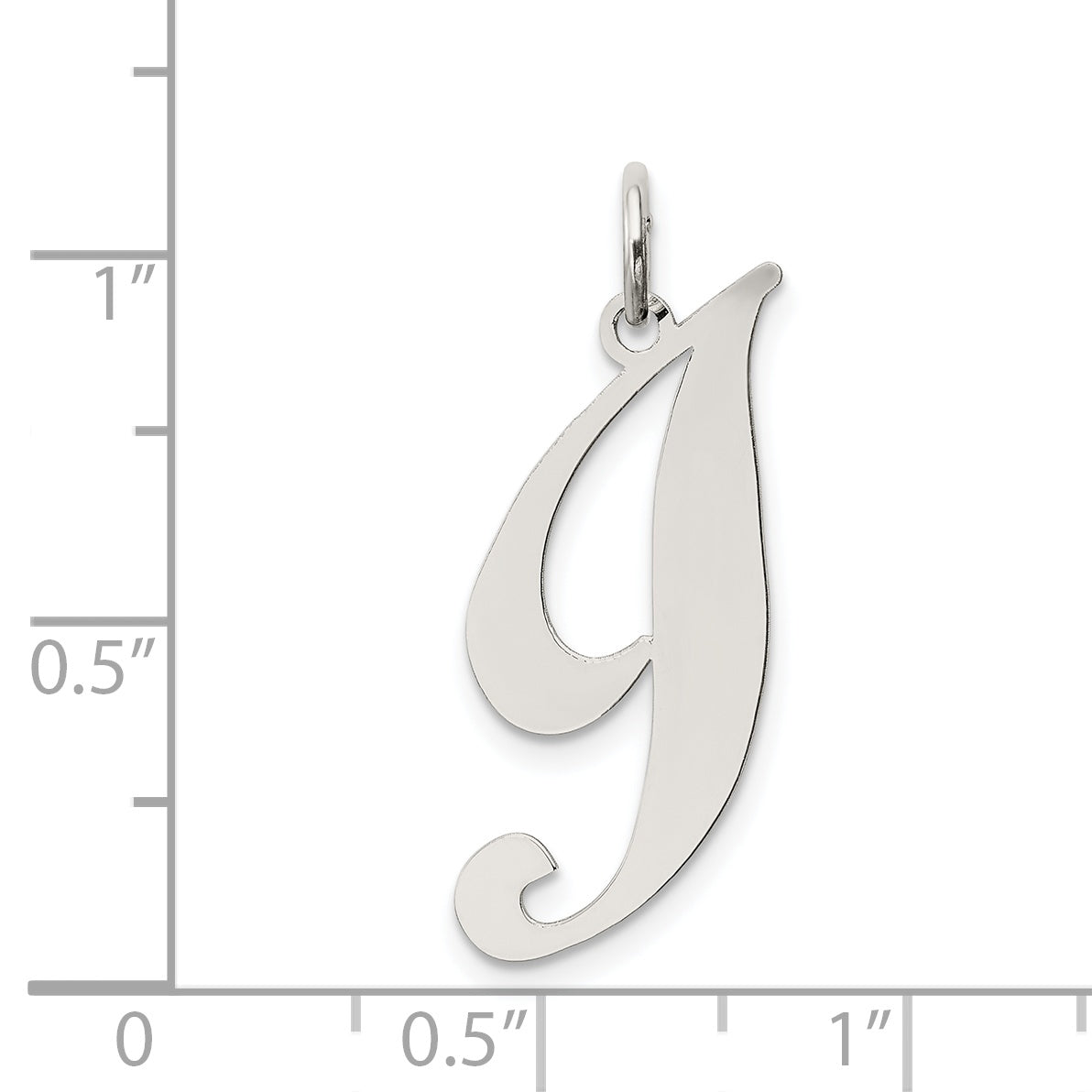 Sterling Silver Rhodium-Plated Fancy Script Letter I Initial Charm
