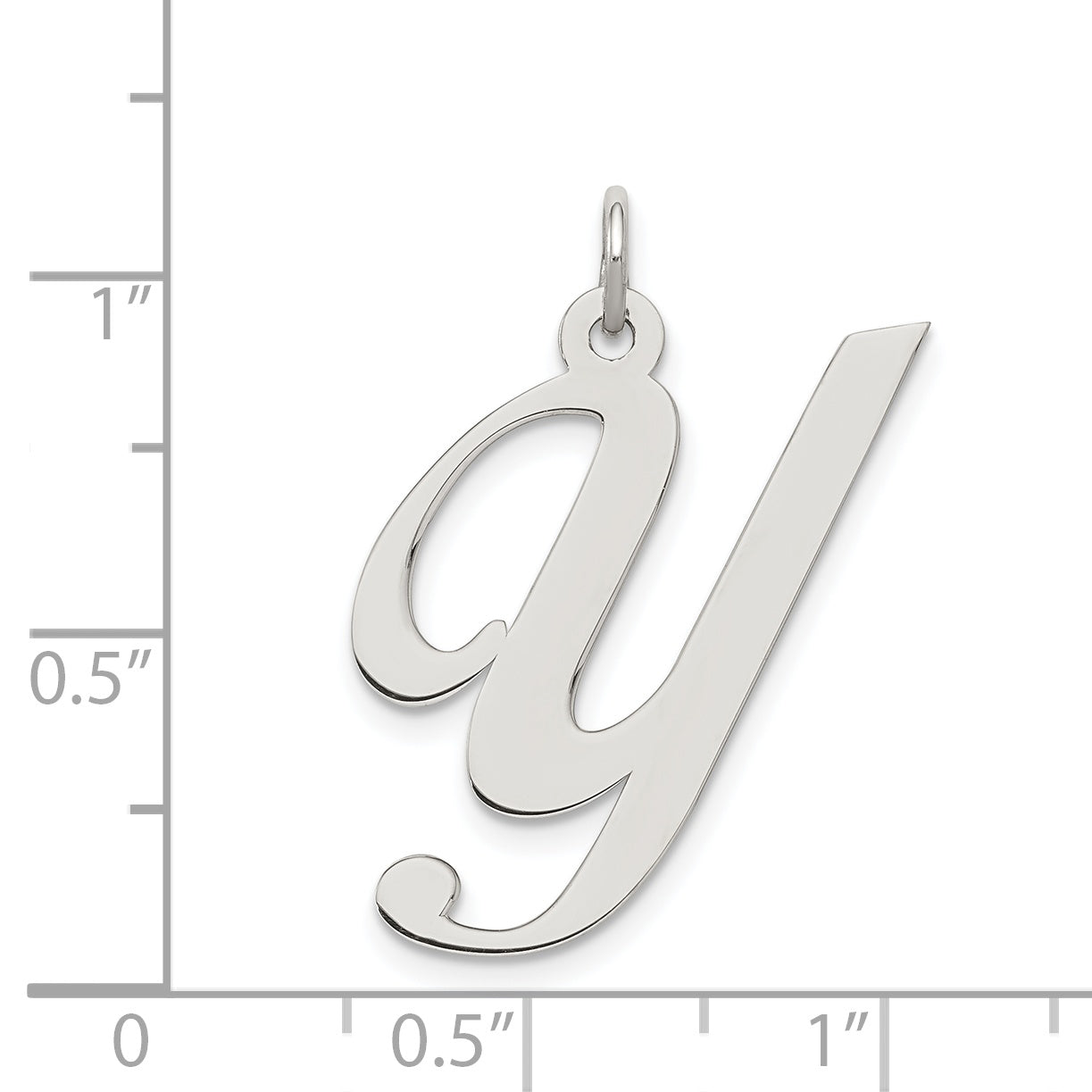 Sterling Silver Rhodium-Plated Fancy Script Letter Y Initial Charm