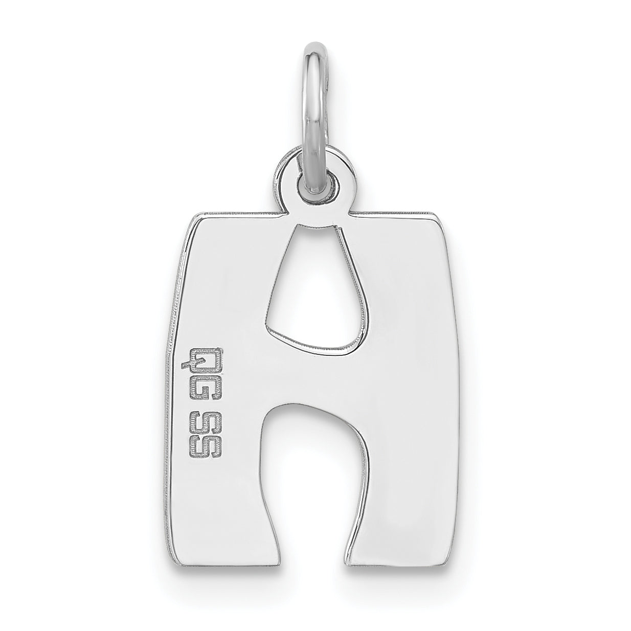 Sterling Silver Polished Bubble Block Initial H Charm