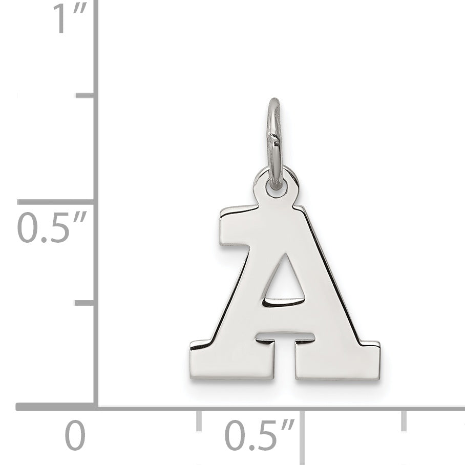 Sterling Silver Rhodium-Plated Block Letter A Initial Charm