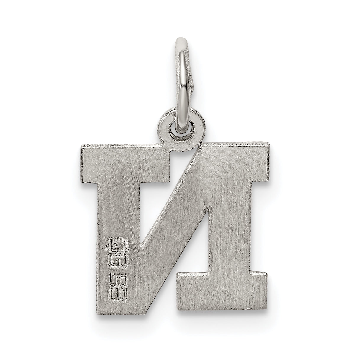 Sterling Silver Rhodium-Plated Block Letter N Initial Charm