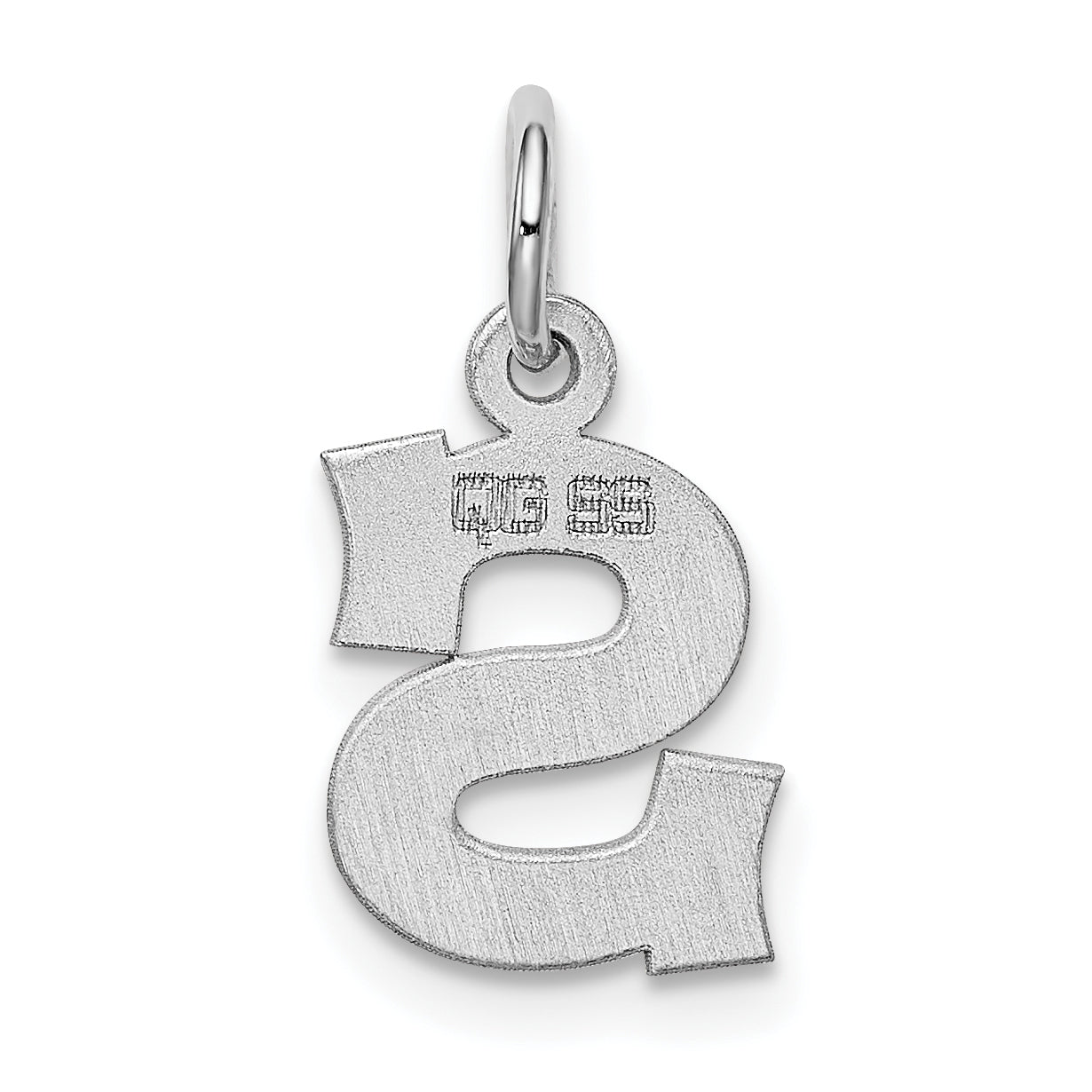 Sterling Silver Rhodium-Plated Block Letter S Initial Charm