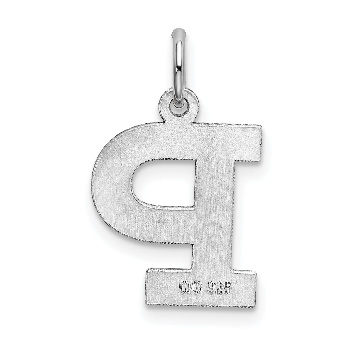 Sterling Silver Rhodium-Plated Block Letter P Initial Charm