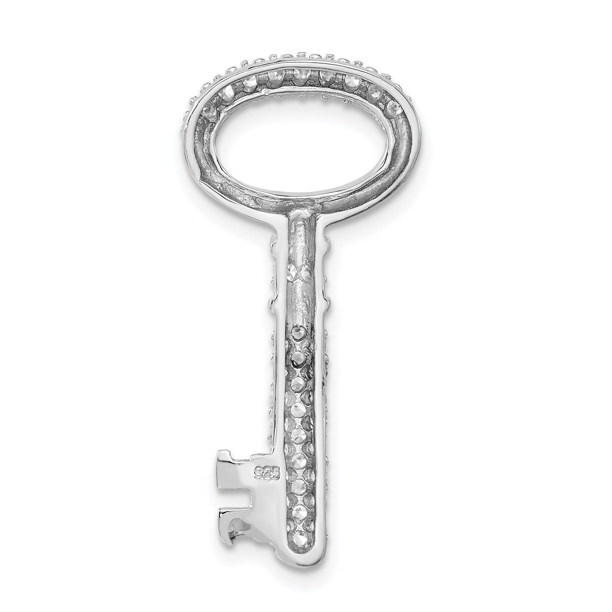 Sterling Silver Polished Cz Key Pendant
