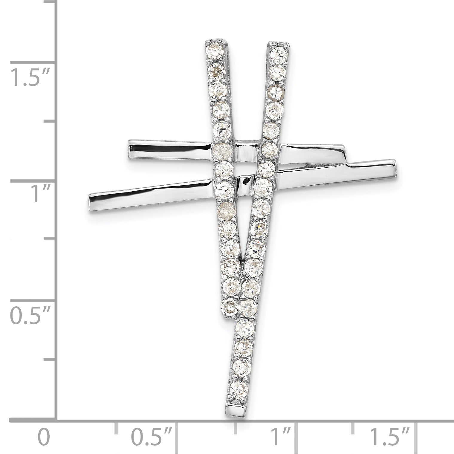 Sterling Silver Polished Fancy Cz Cross Slide Pendant
