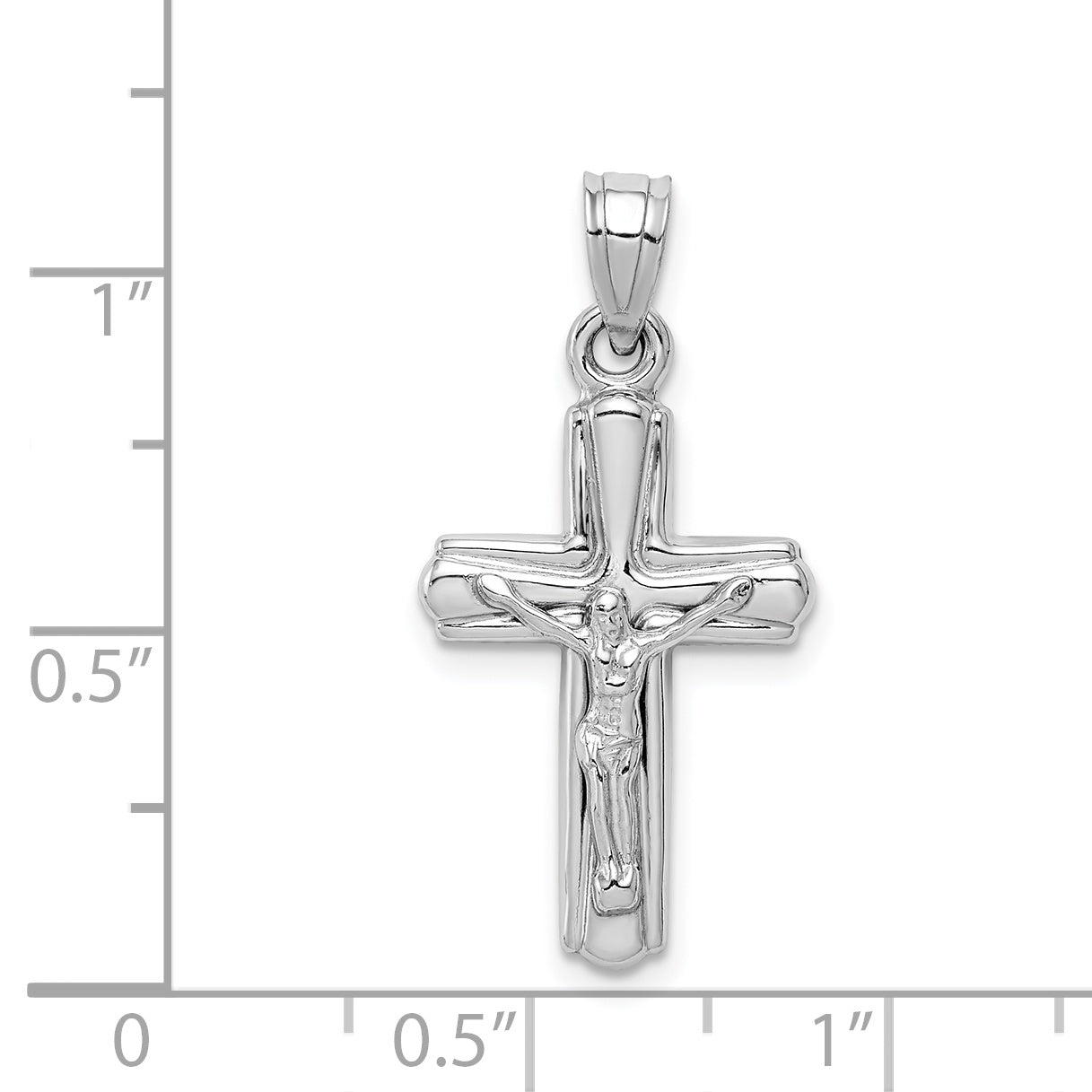 Sterling Silver Rhodium-Plated Hollow Crucifix Pendant