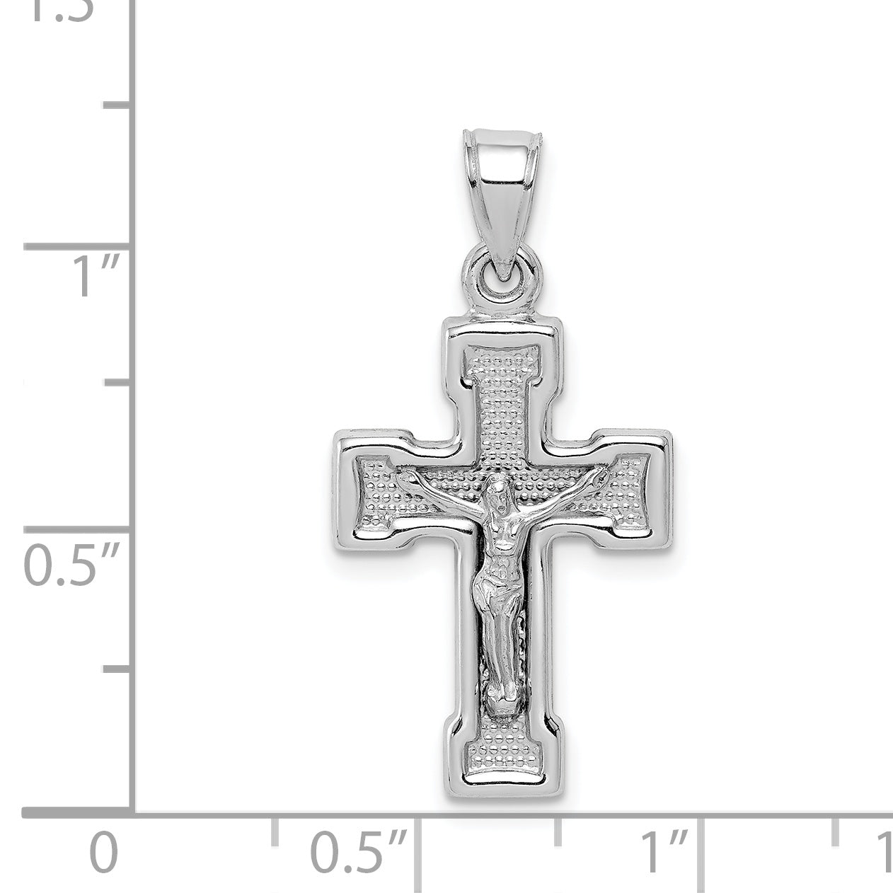 Sterling Silver Rhodium-Plated Hollow Latin Crucifix Pendant