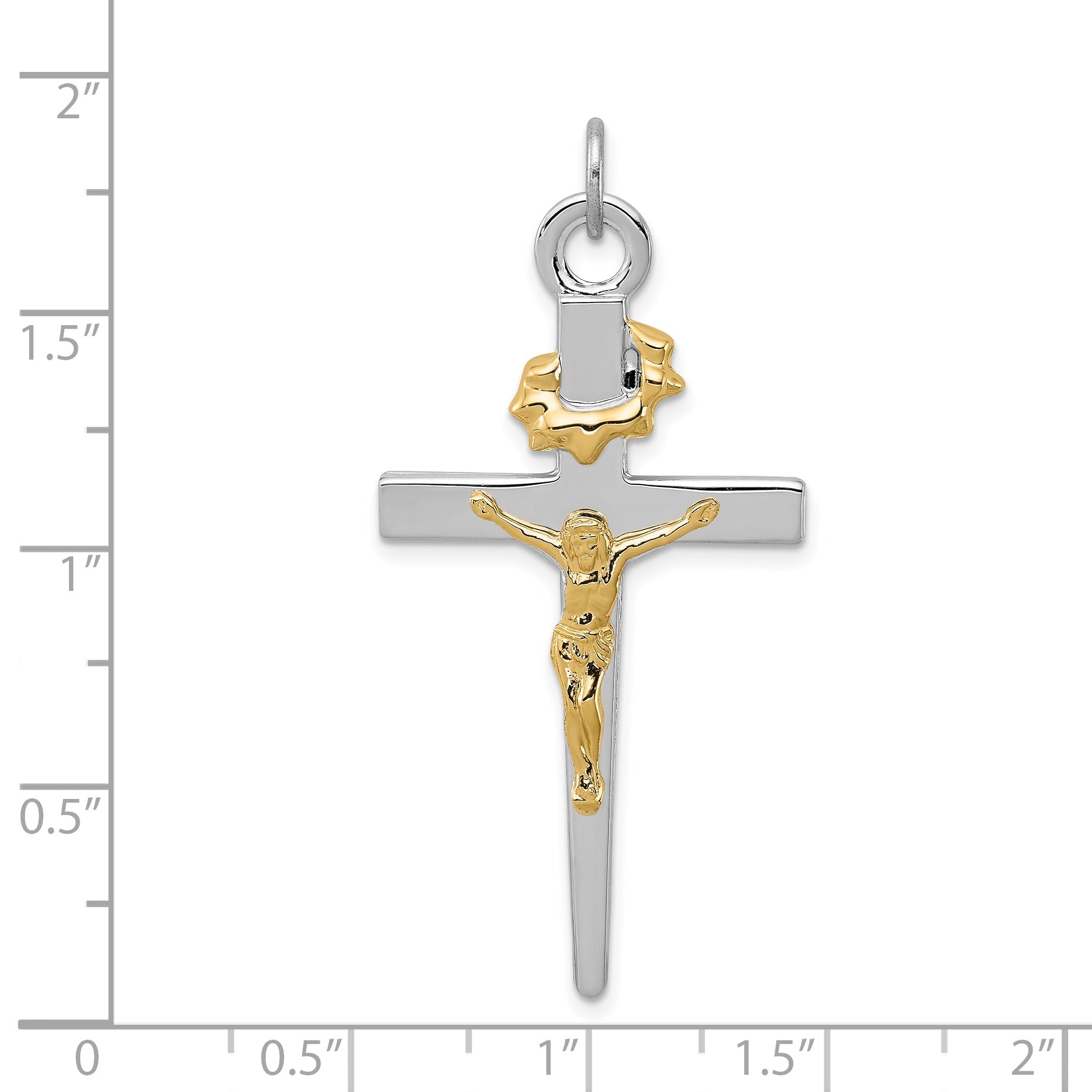 Sterling Silver Rhodium-Plated & 18K Gold-Plated Crucifix Pendant