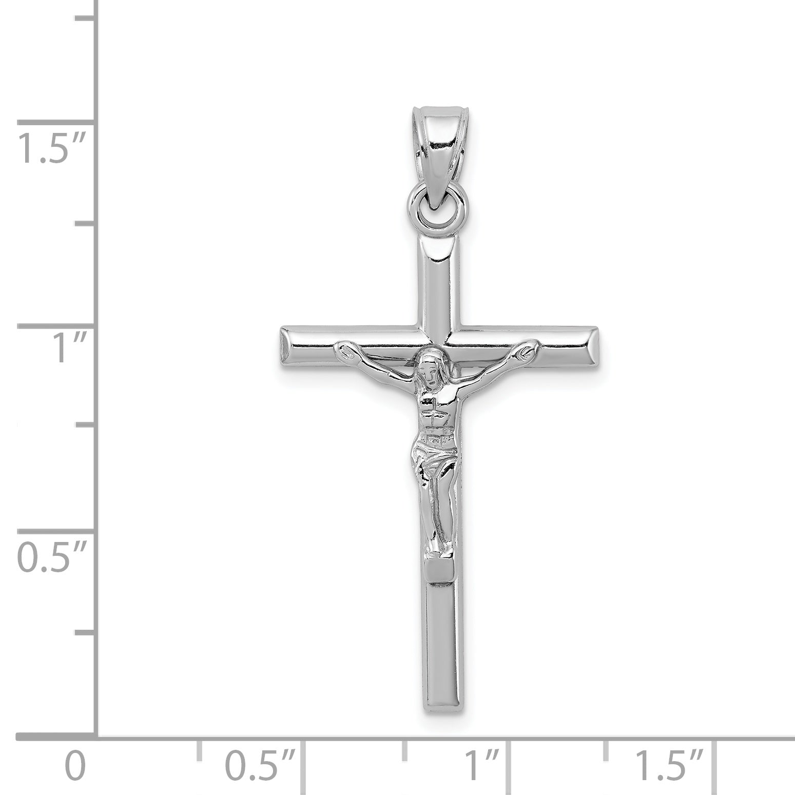 Sterling Silver Rhodium-Plated Polished Crucifix Pendant