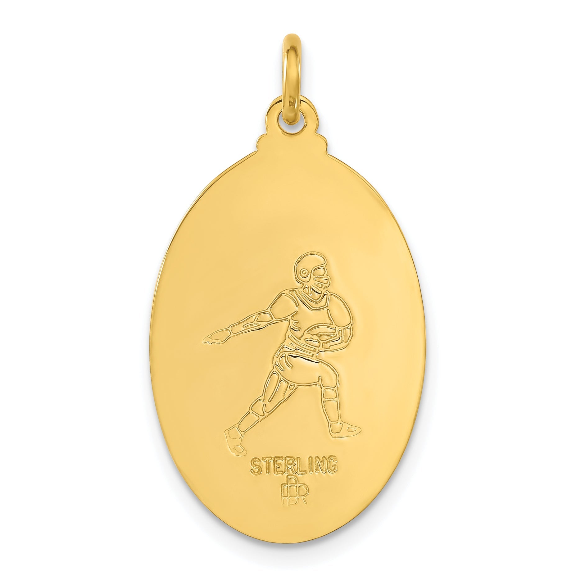 Sterling Silver 24K Gold-Plated Football Saint Christopher Medal Pendant