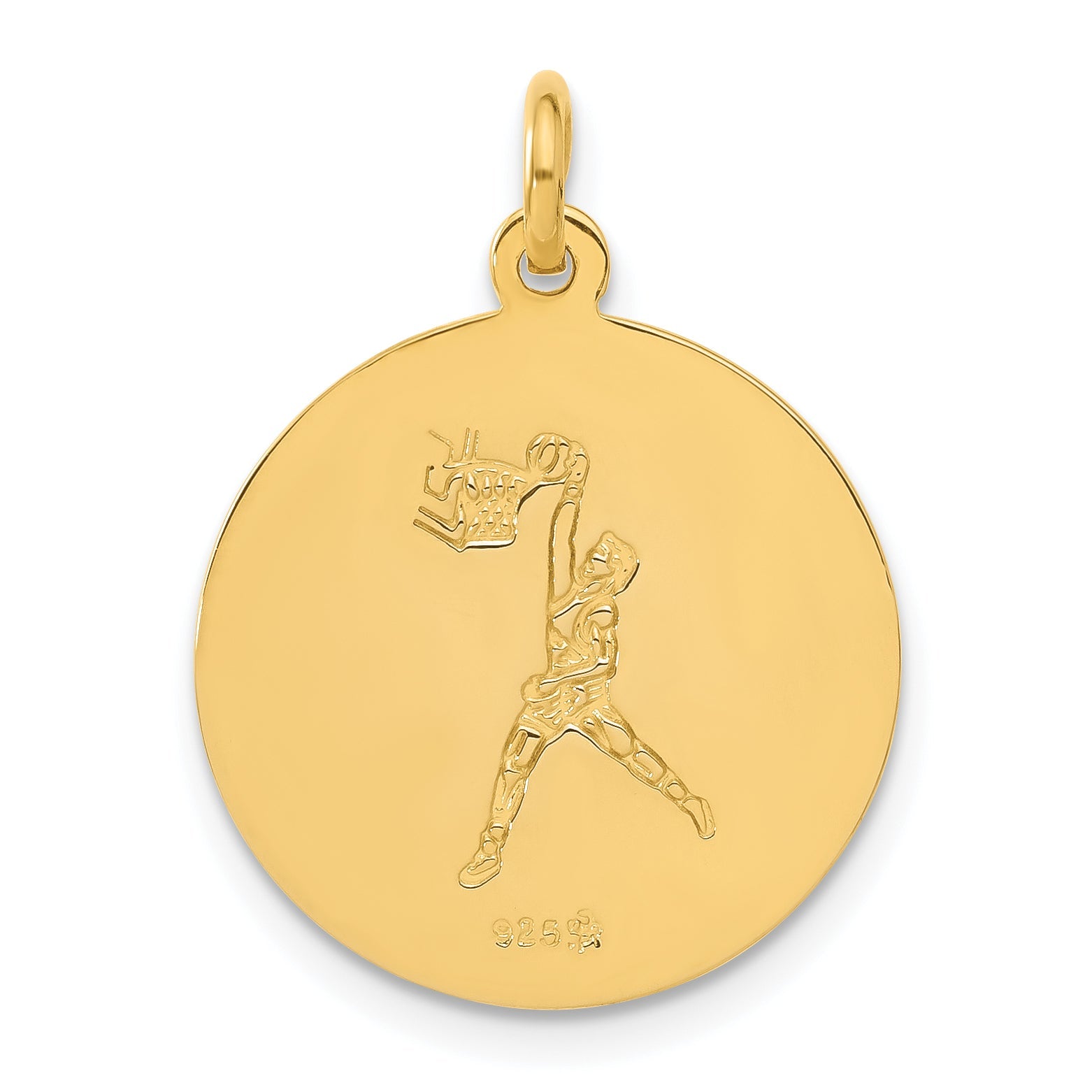 Sterling Silver 24K Gold-Plated Basketball St. Christopher Medal Pendant