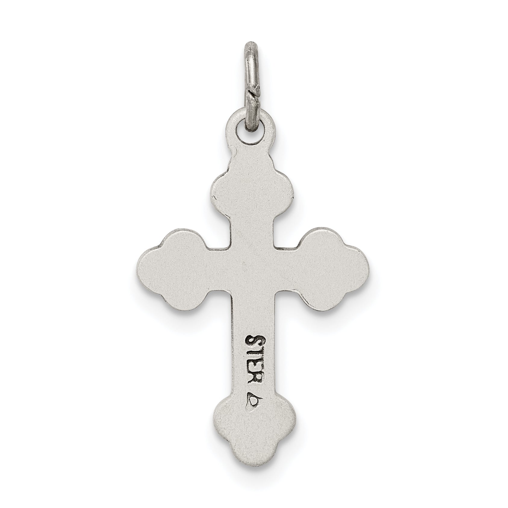 Sterling Silver Antiqued Budded Cross Charm