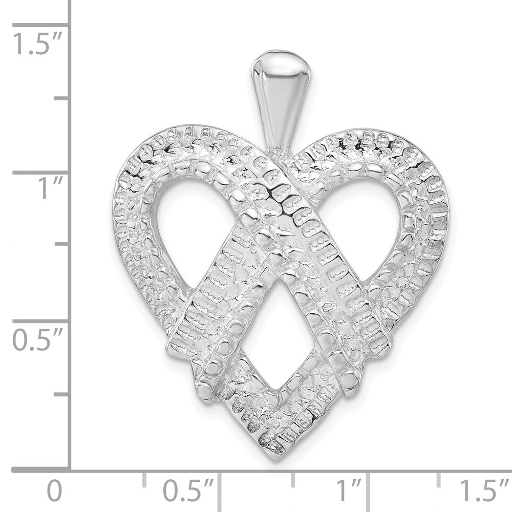 Sterling Silver Polished Fancy Textured Heart Charm