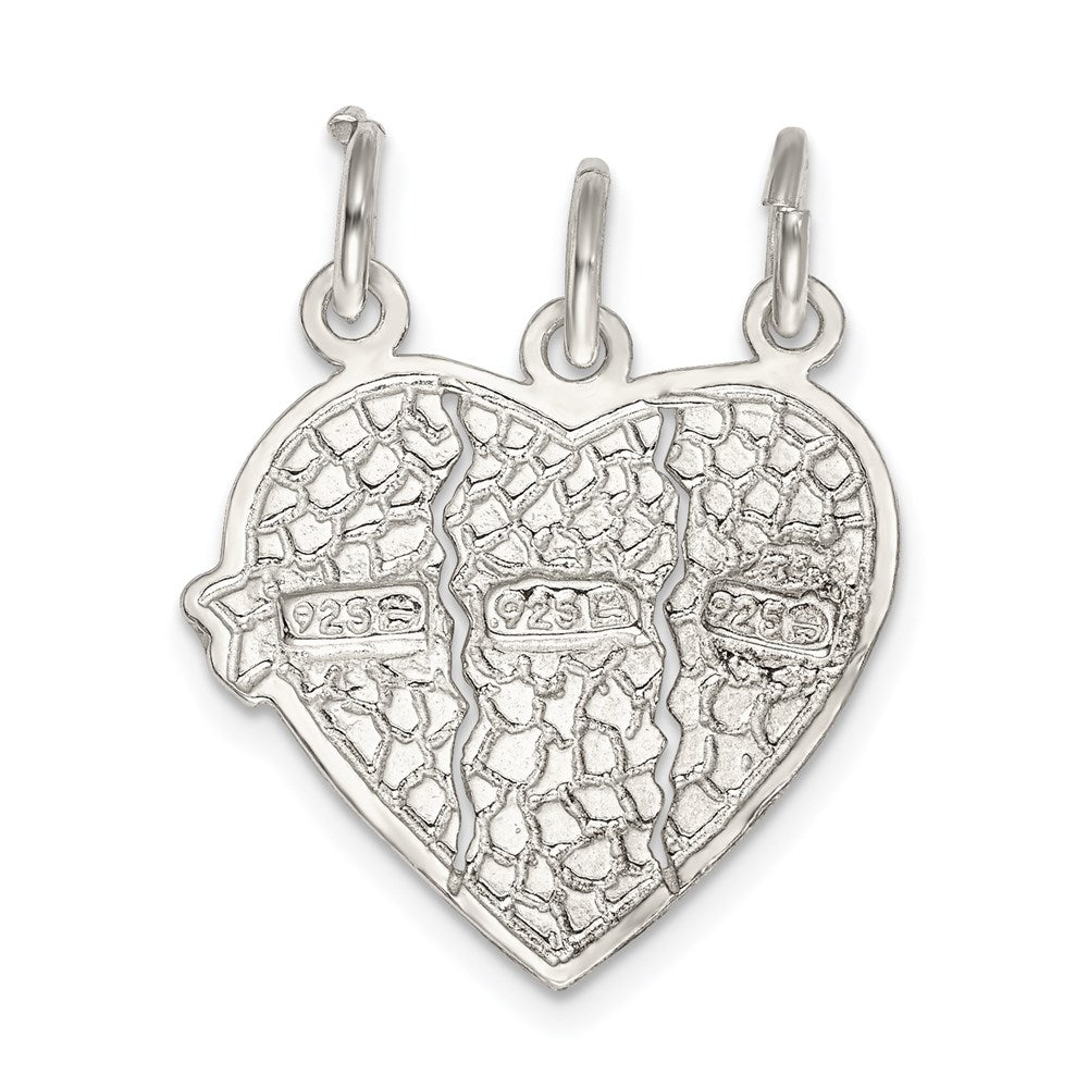 Sterling Silver Best Friends 3-Piece Break Apart Heart Charm