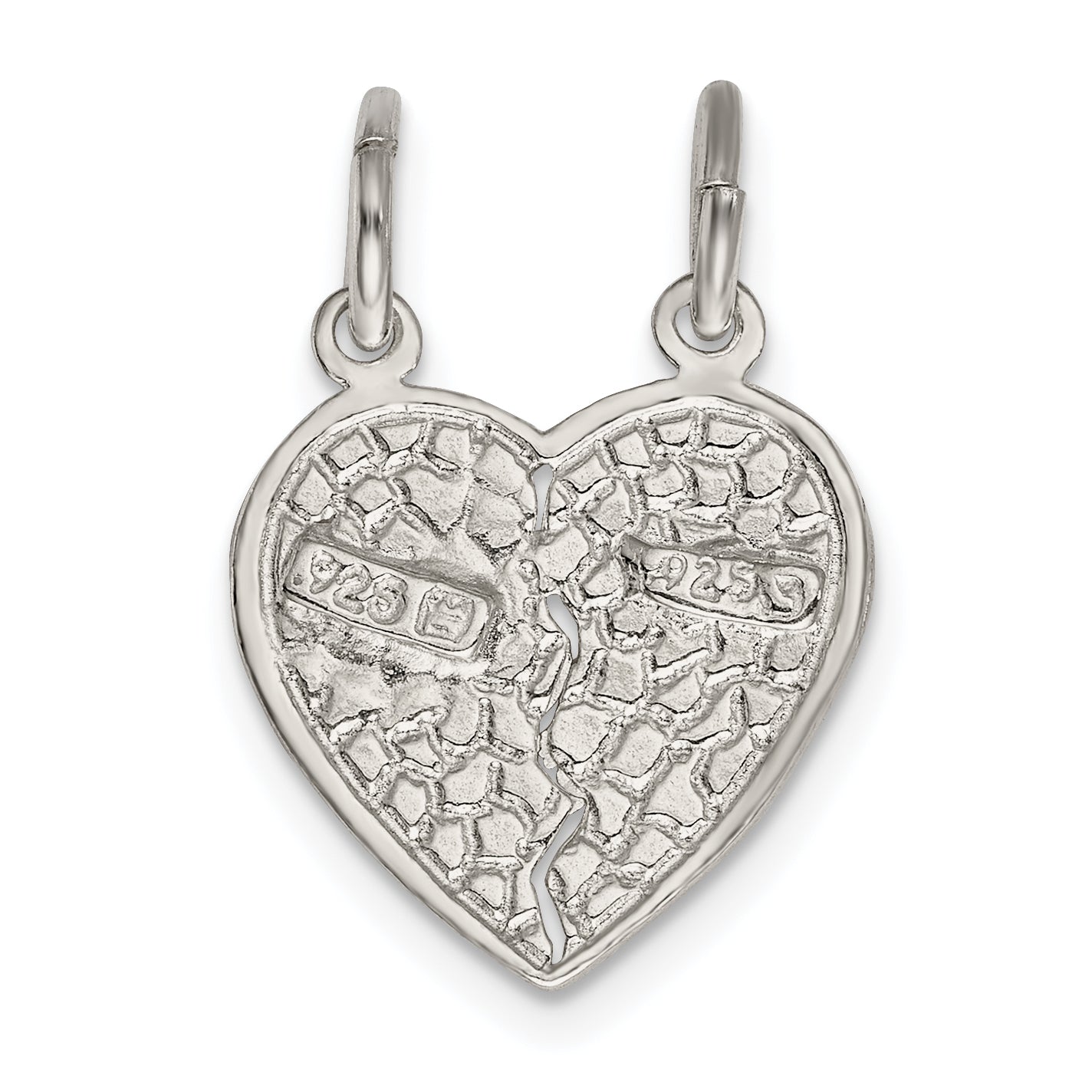 Sterling Silver Best Friends 2-Piece Break Apart Heart Charm
