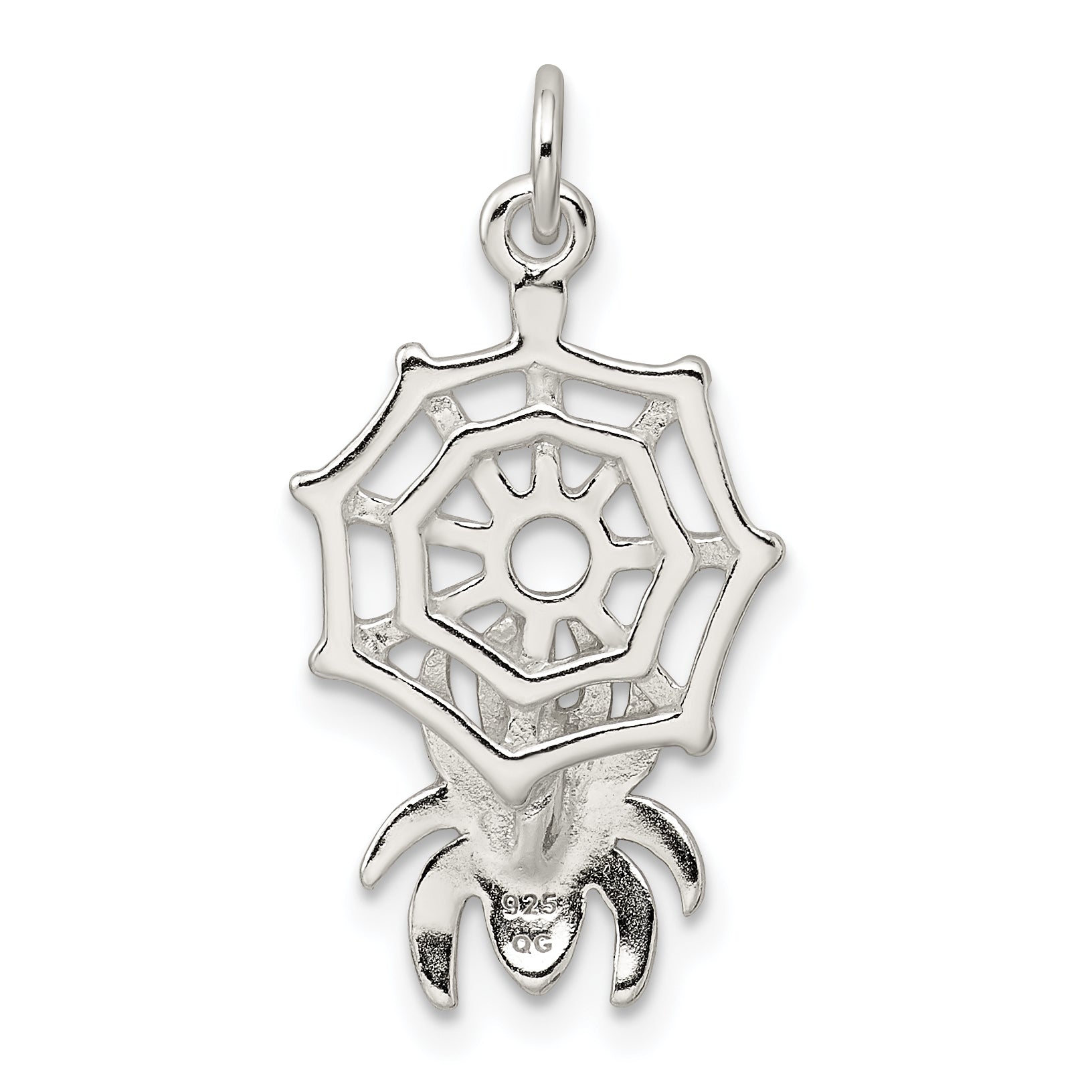 Sterling Silver Spider On Web Charm