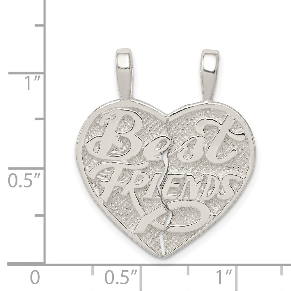 Sterling Silver Best Friend 2-Piece Break Apart Heart Charm
