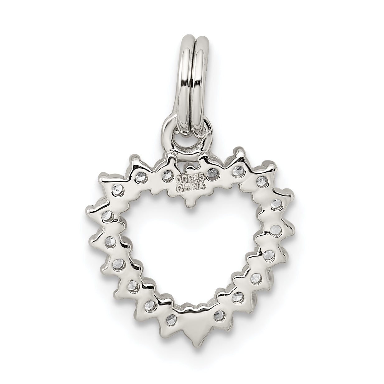 Sterling Silver Rhodium-Plated Cz Heart Charm