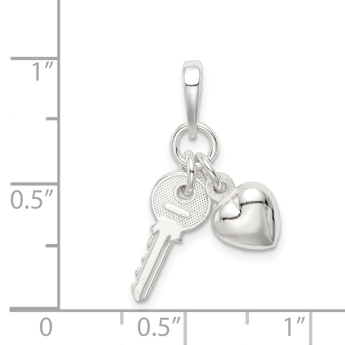 Sterling Silver Heart With Key Charm