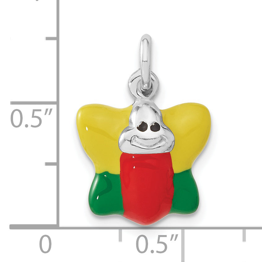 Sterling Silver Polished Enameled Butterfly Charm