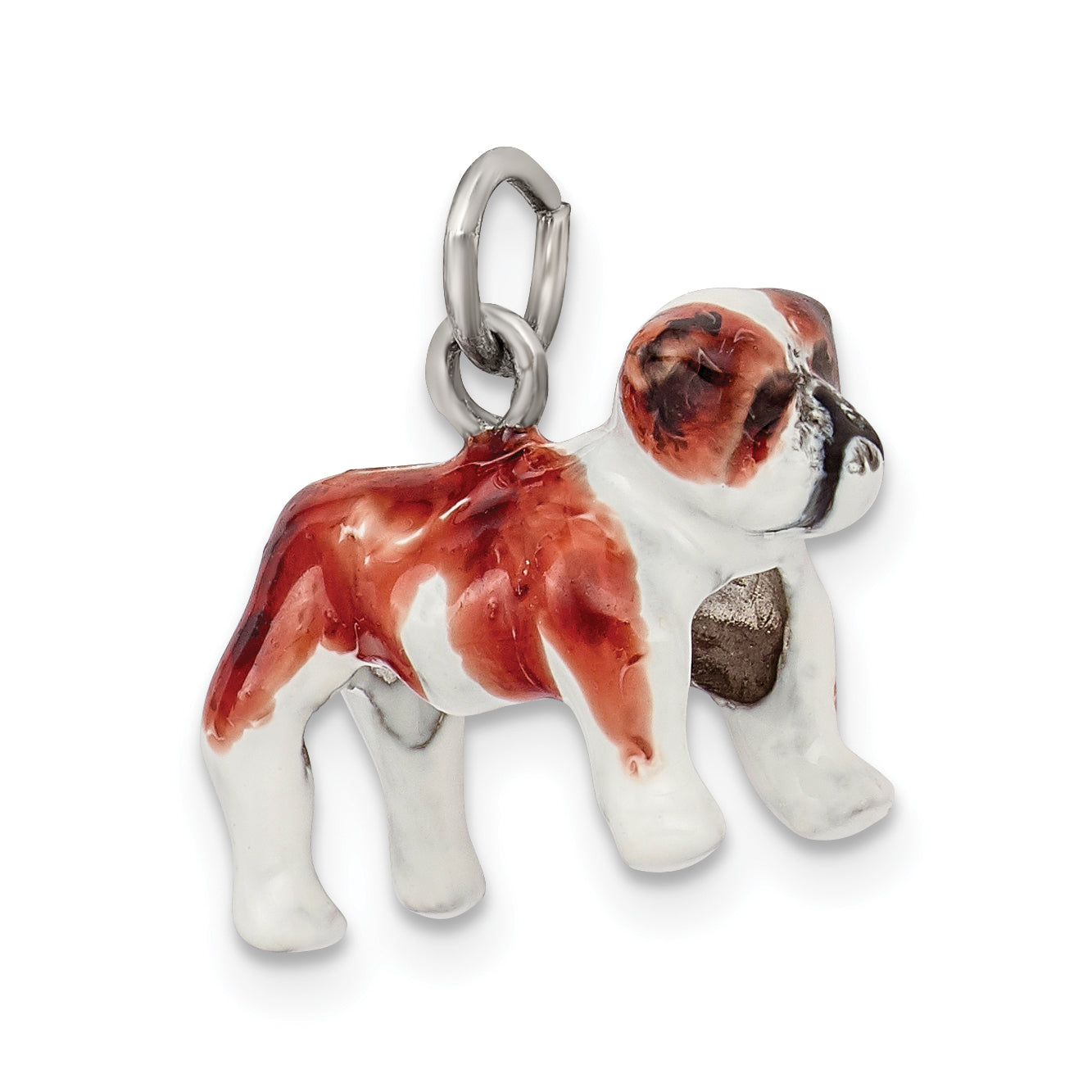 Sterling Silver Enameled Bulldog Charm