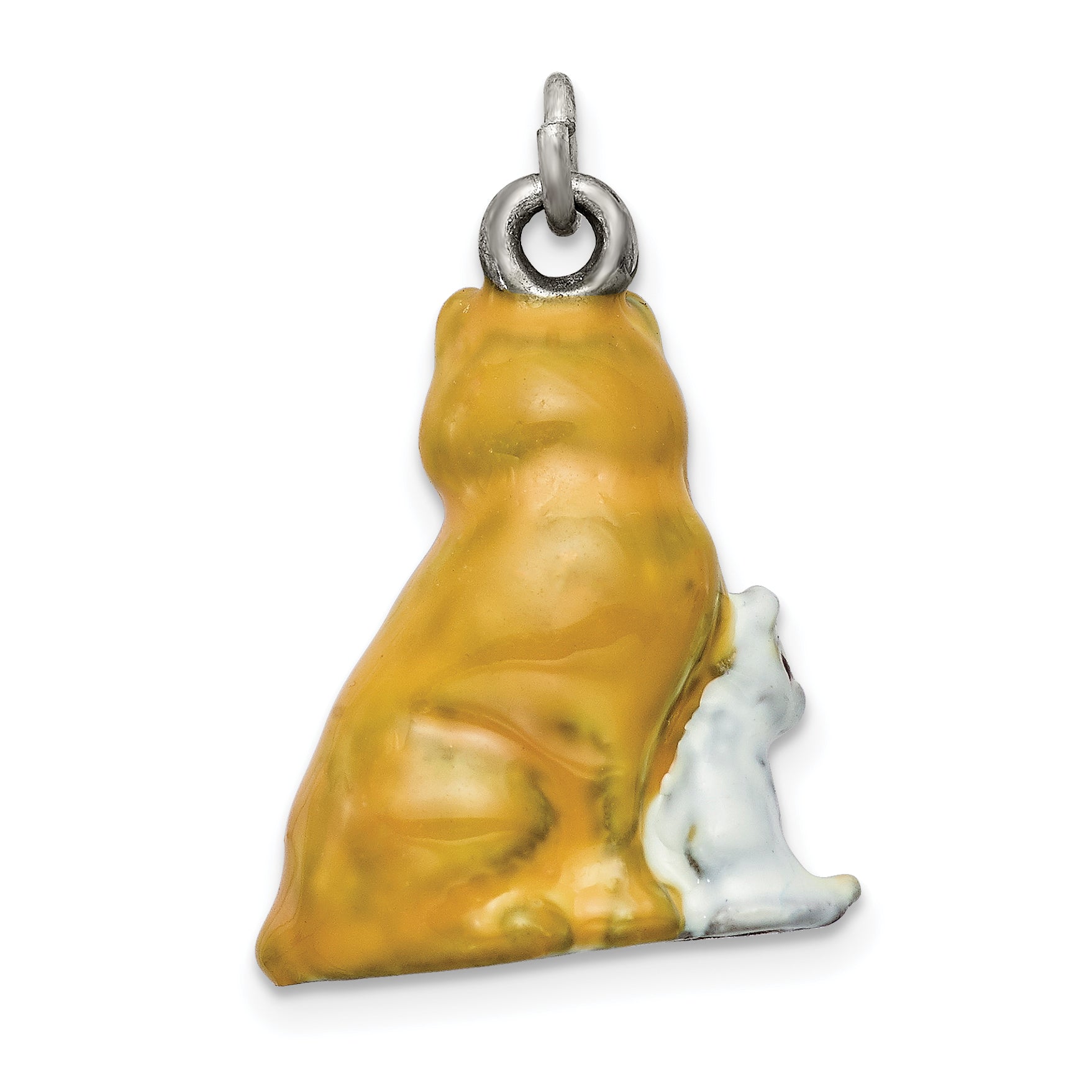 Sterling Silver Enamel Mom & Kitten Cat Charm