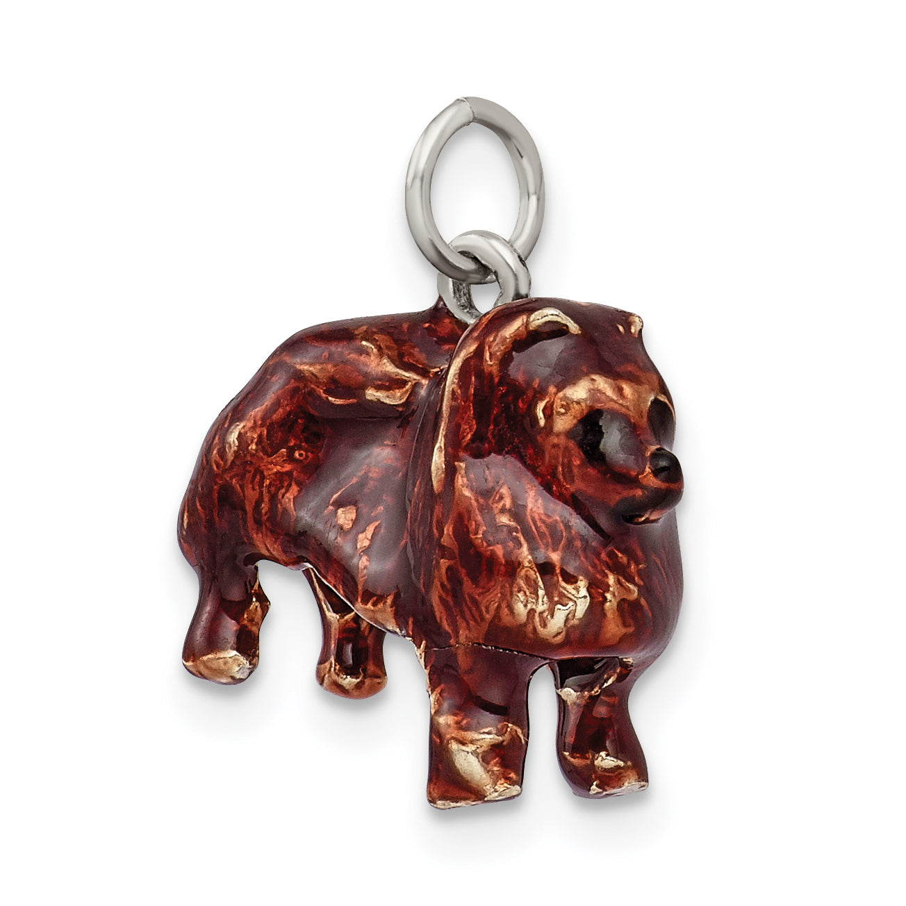 Sterling Silver Enameled Large Pomeranian Charm