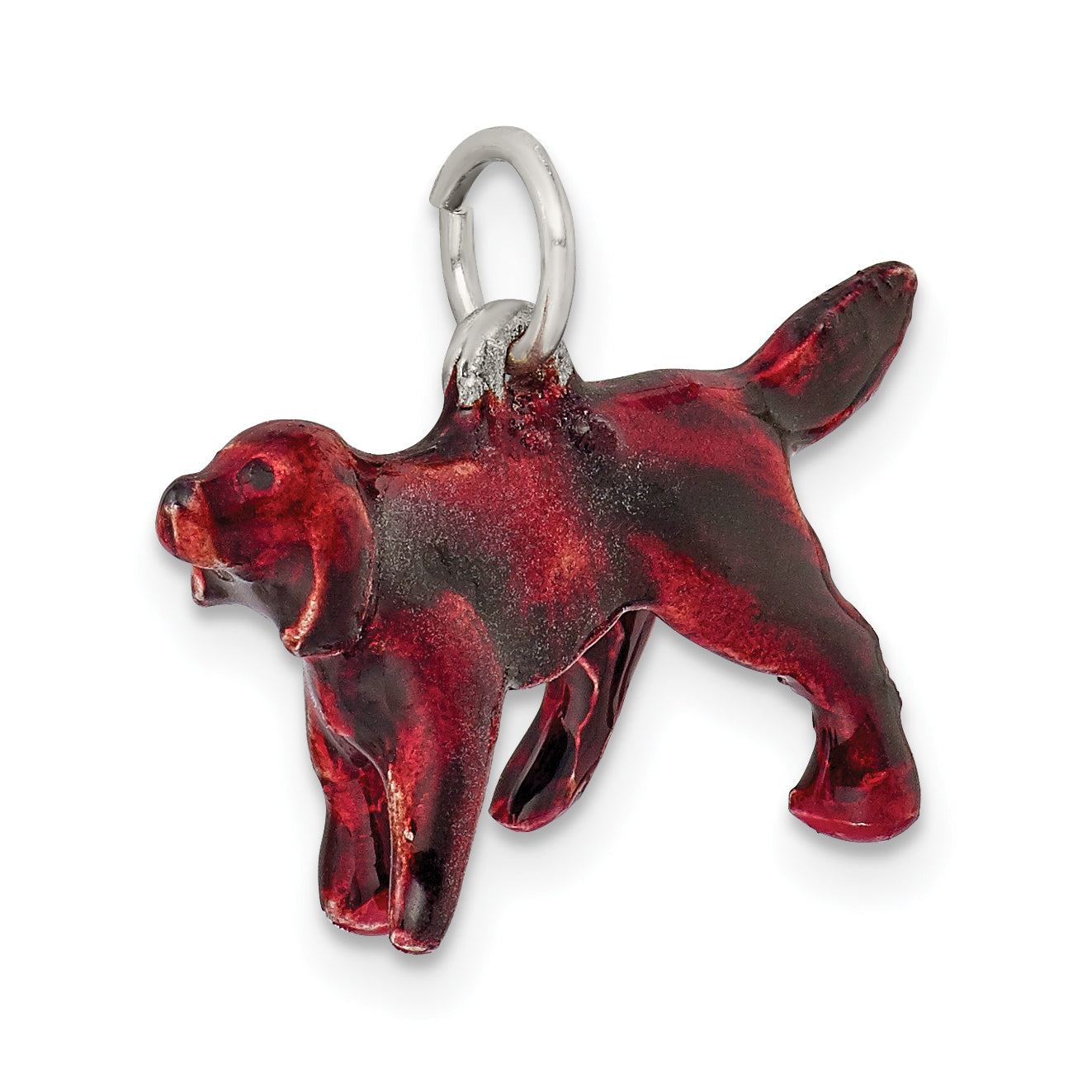 Sterling Silver Enameled Small Irish Setter Charm