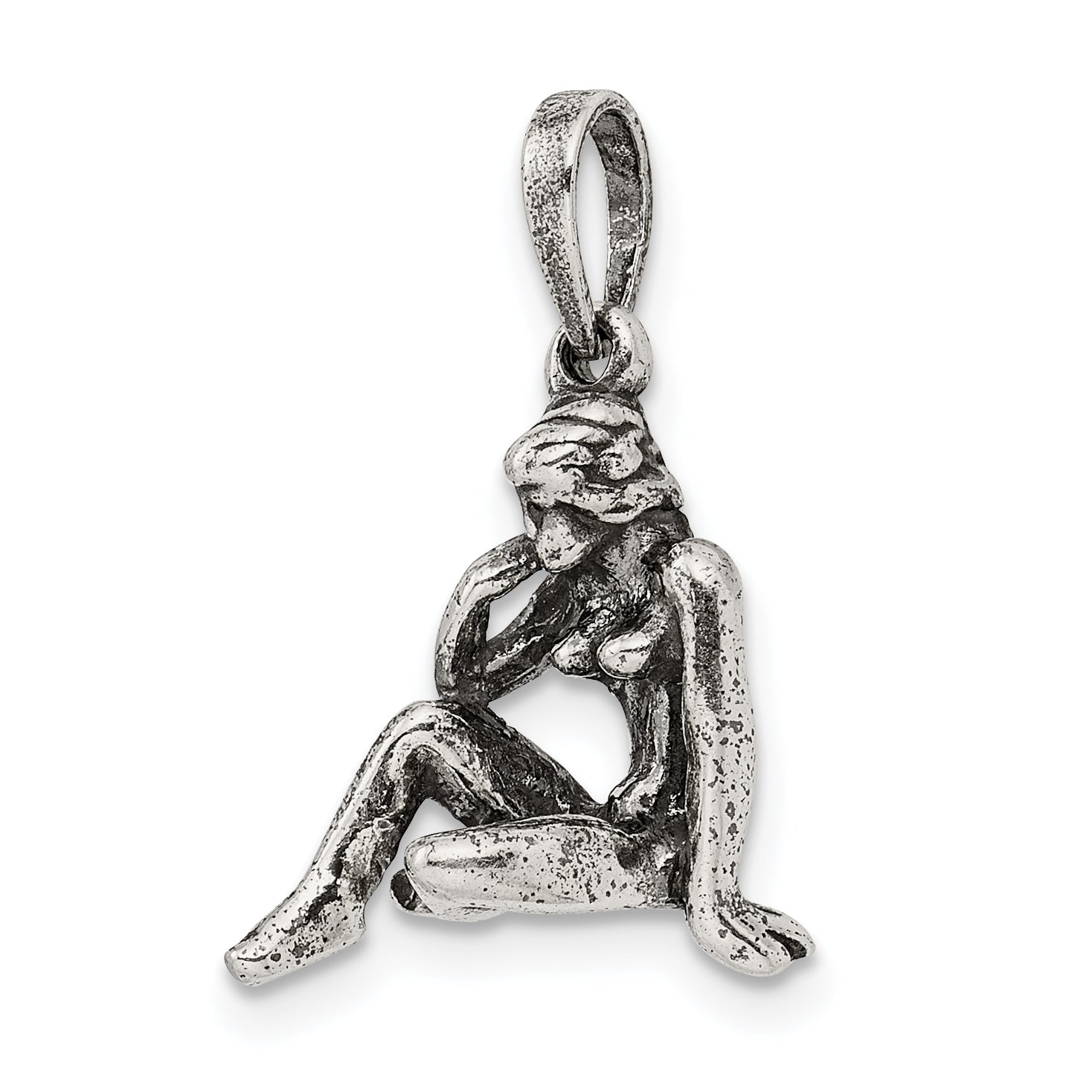 Sterling Silver Antiqued Virgo Zodiac Pendant