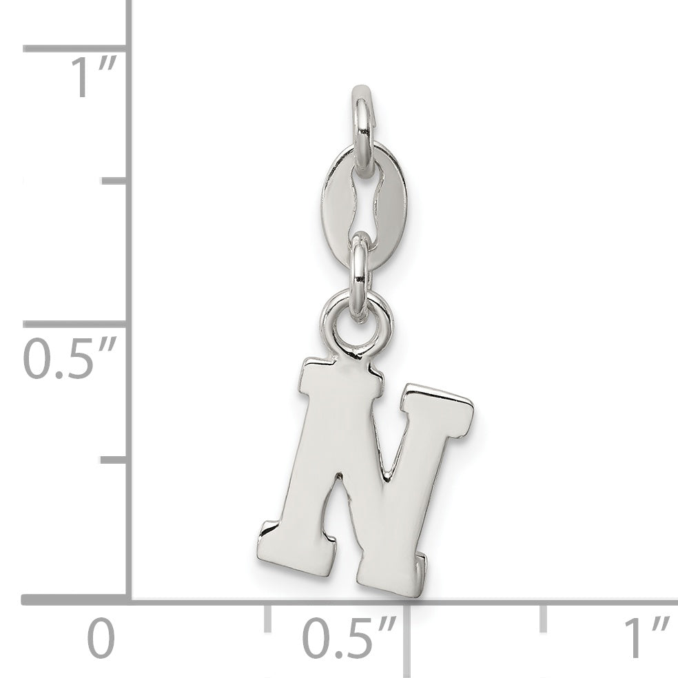 Sterling Silver Letter N Initial Charm