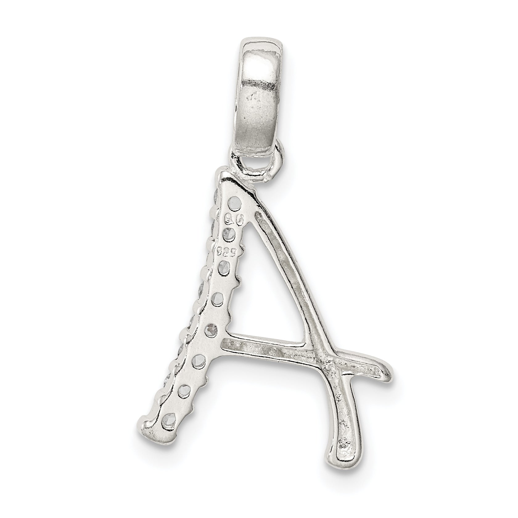 Sterling Silver Cz Letter A Initial Pendant