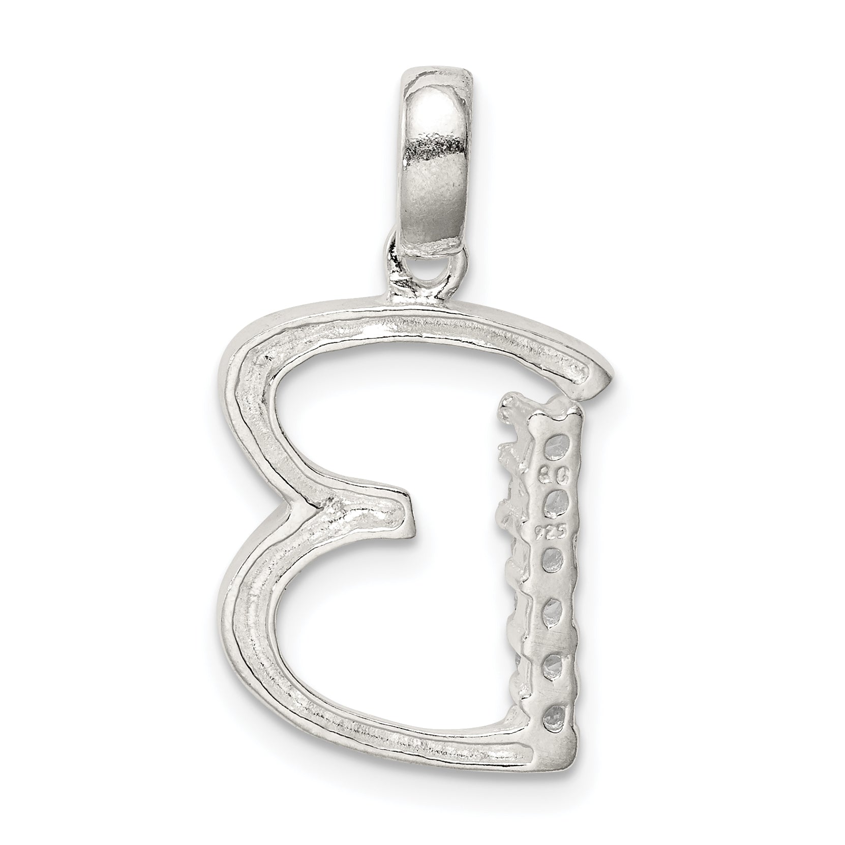 Sterling Silver Cz Letter B Initial Pendant