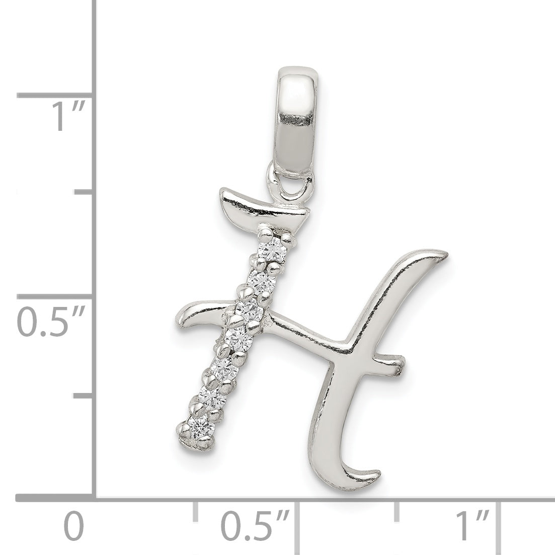 Sterling Silver Cz Letter H Initial Pendant