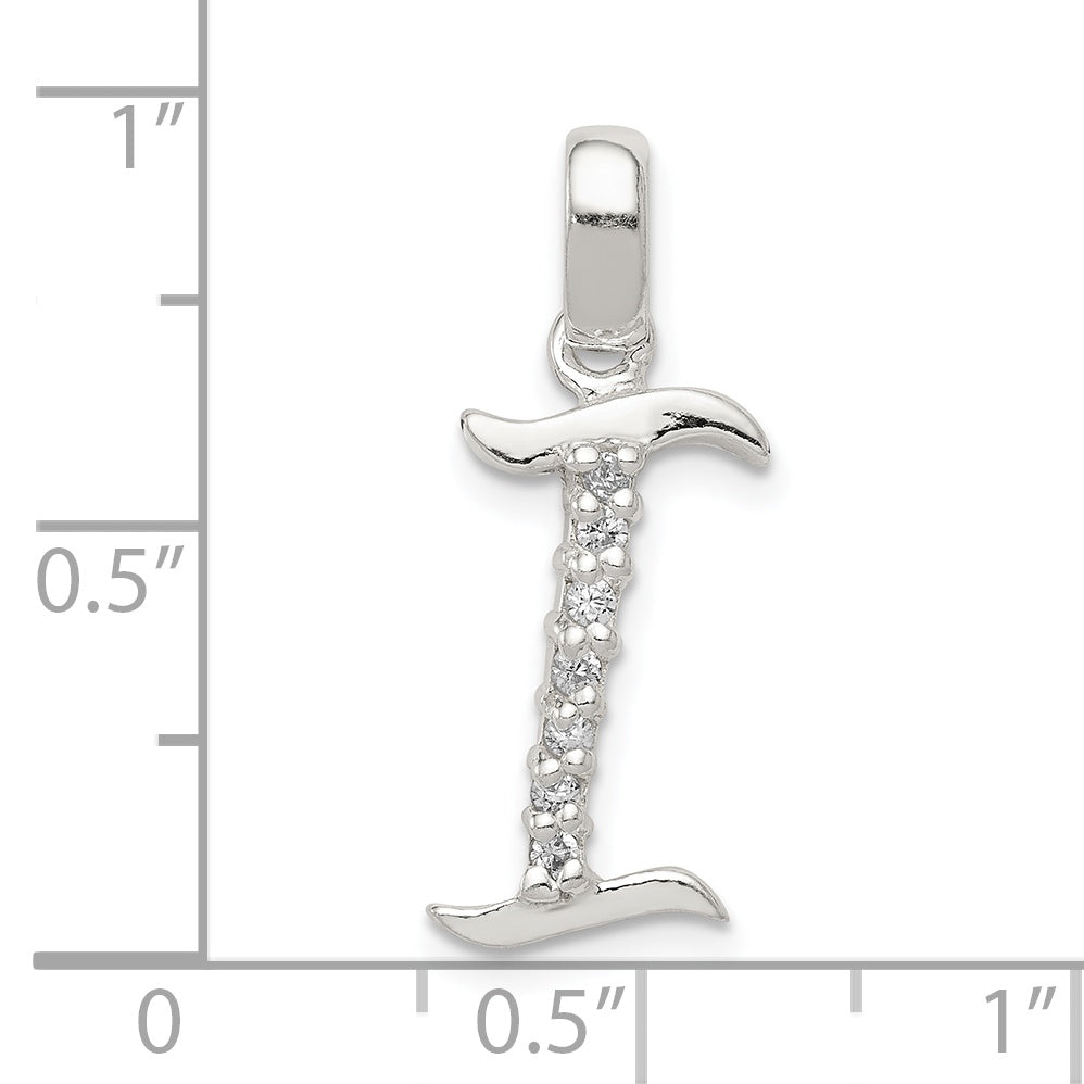 Sterling Silver Cz Letter I Initial Pendant