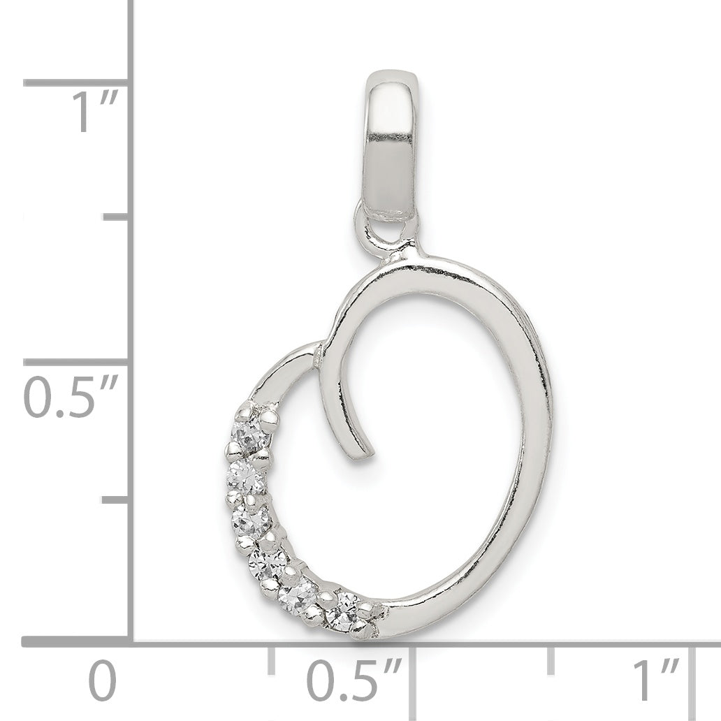 Sterling Silver Cz Letter O Initial Pendant