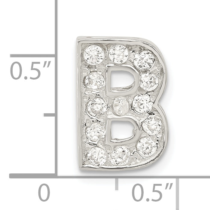 Sterling Silver Cz Initial B Charm