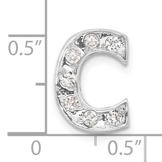Sterling Silver Cz Initial C Charm