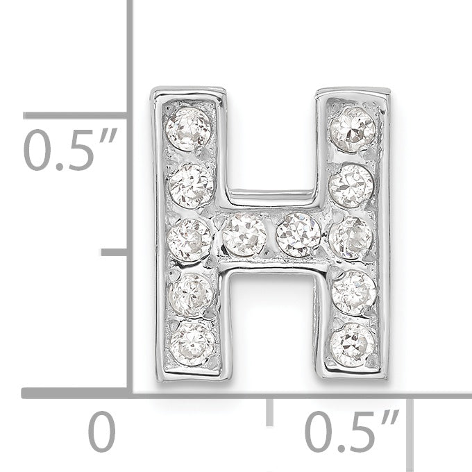 Sterling Silver Cz Initial H Charm